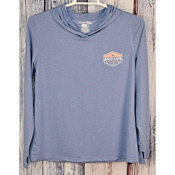 NEW Salt Life Women's Large Restore Performance Lightweight Hood Blue UVAPOR SLX - Picture 1 of 6